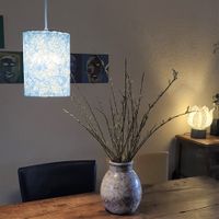 blue & white fiber lamp